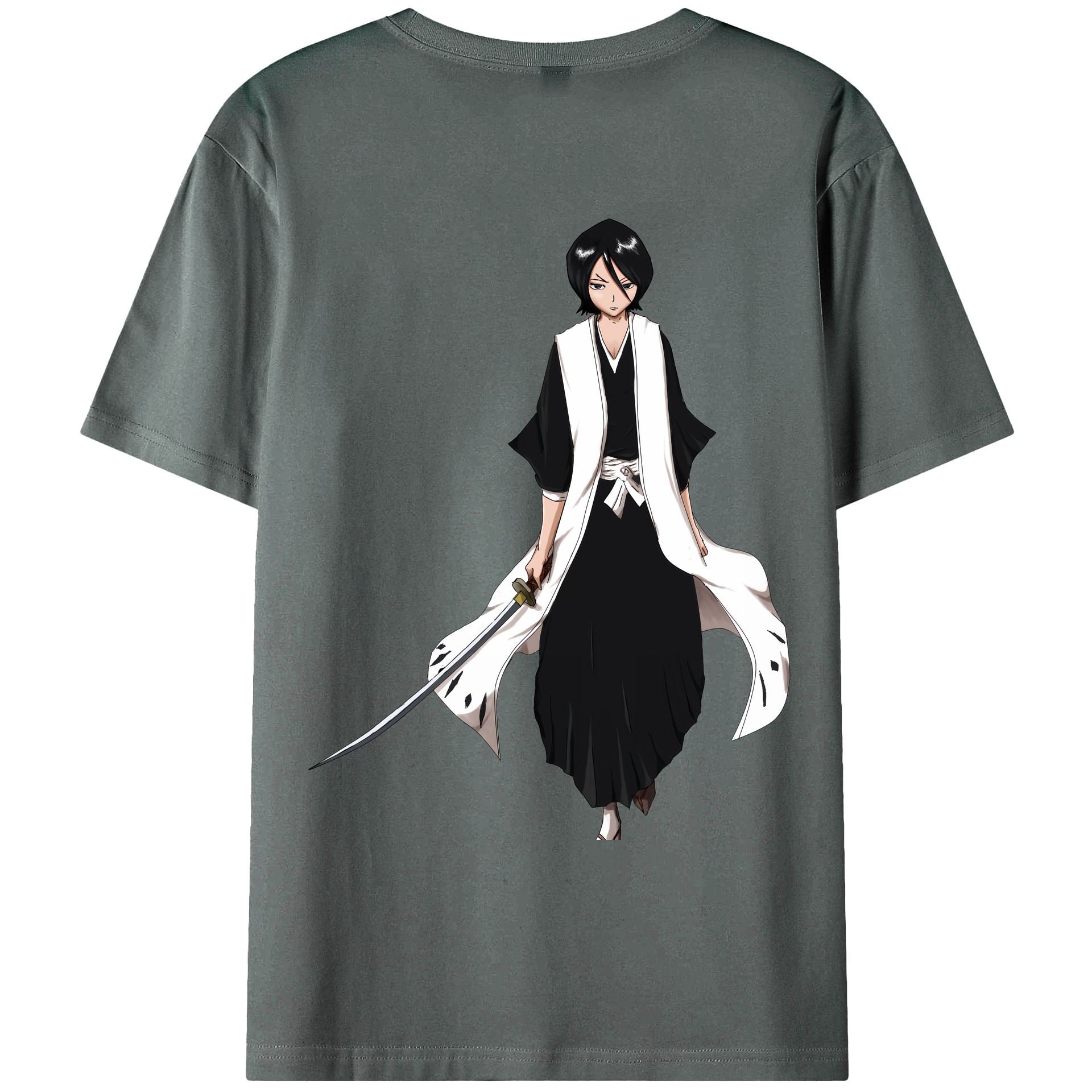 （画像用） ブリーチ 朽木ルキア BLEACH Kuchiki Rukia 綿100％ メンズ半袖Tシャツ（バックプリント） 通気性